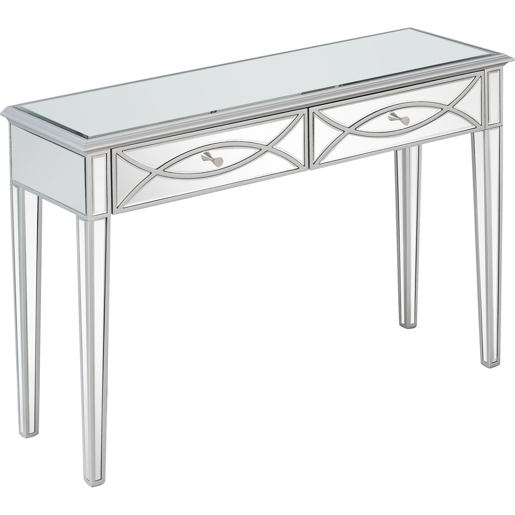 Silver Glass Mirror Console Table