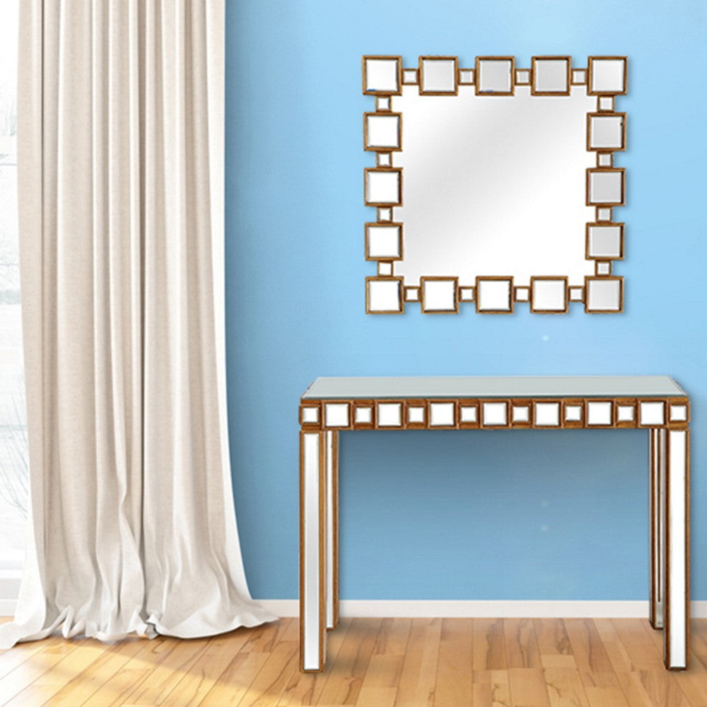 Square Reflective Mirror Console Table