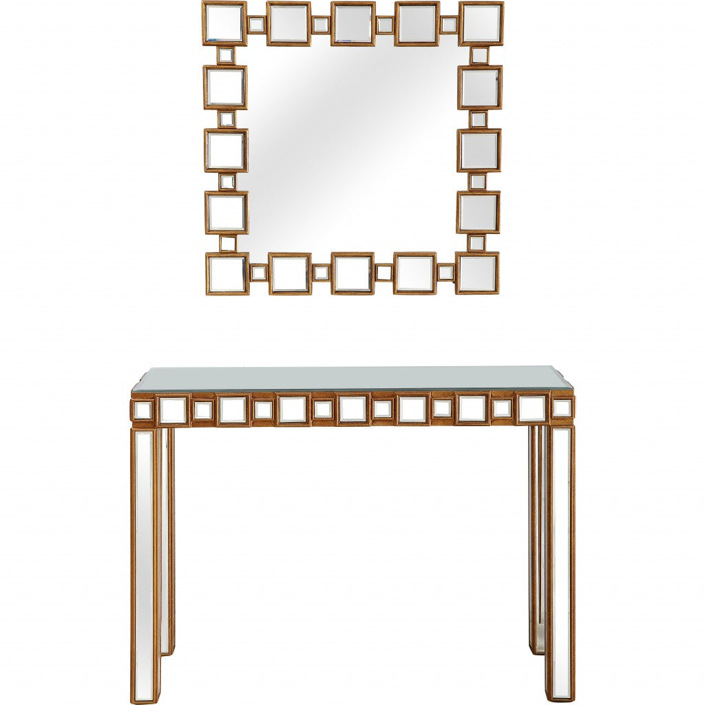 Square Reflective Mirror and Console Table