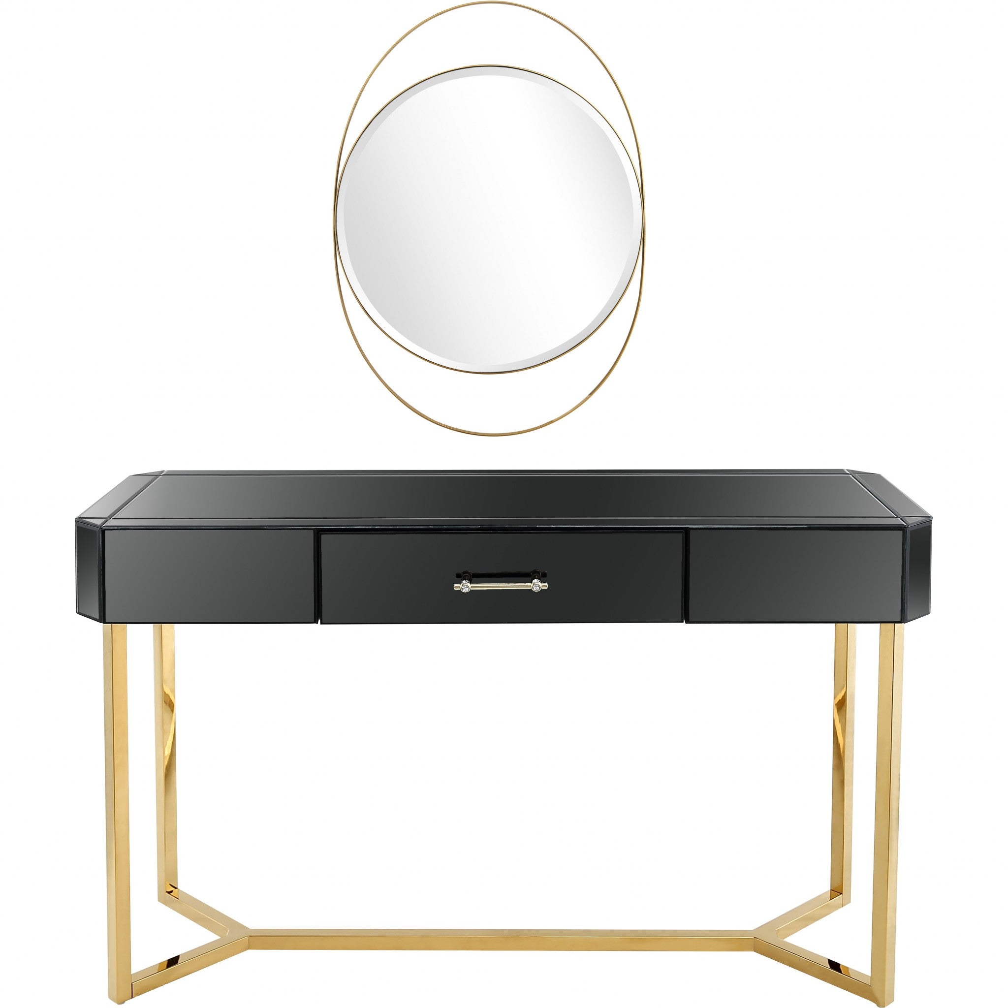 Black and Gold Mirror and Console Table