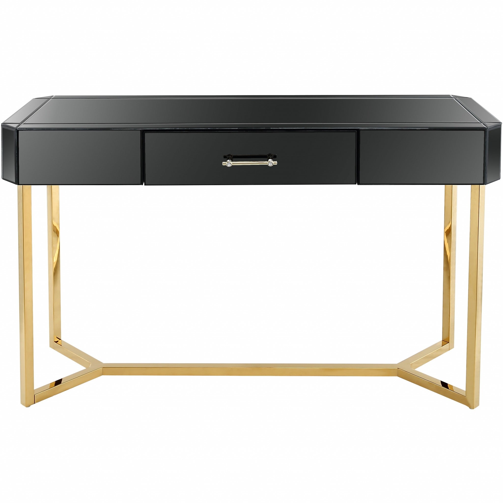 Black and Gold Mirror and Console Table