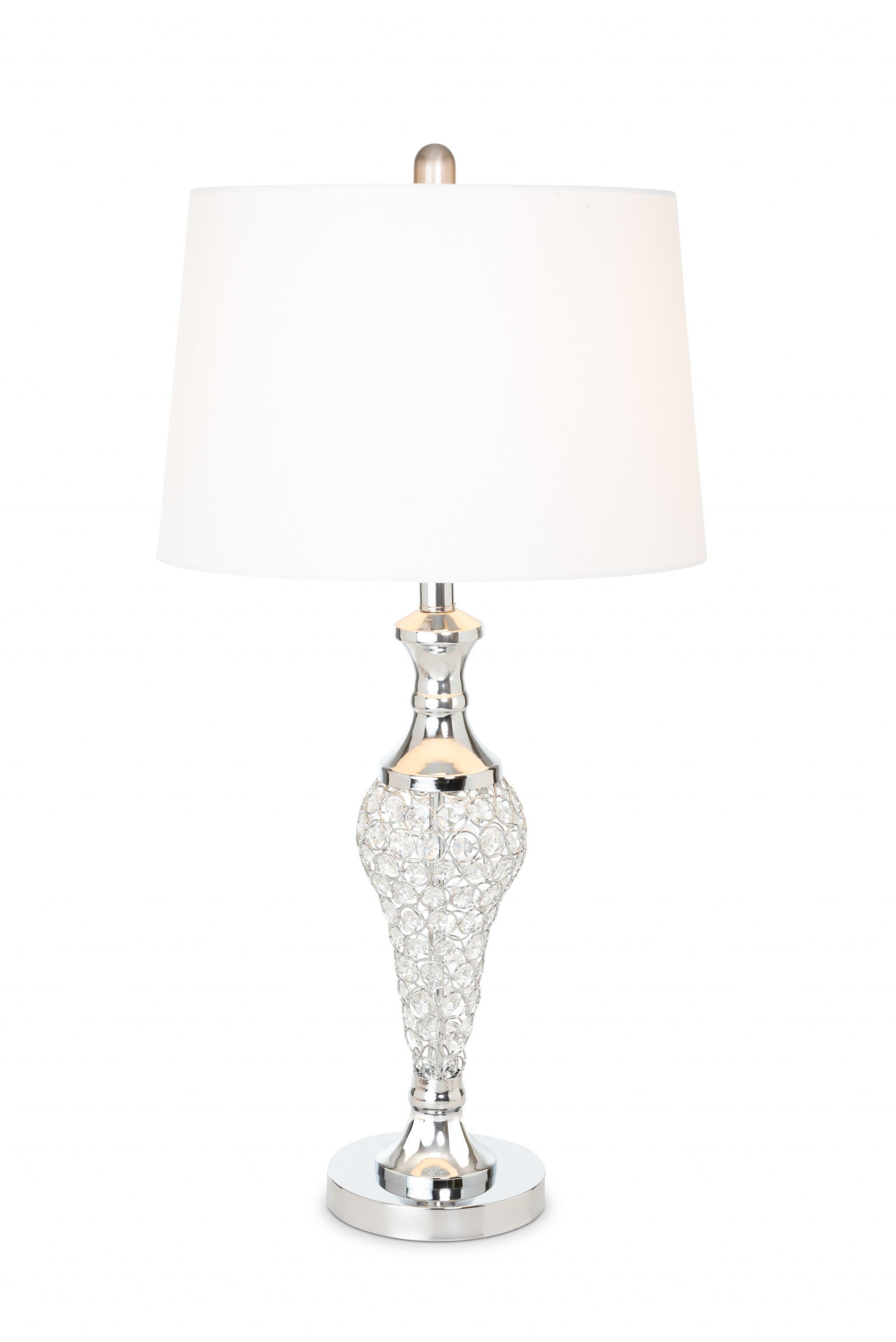 Set of 2 Silver and Faux Crystal Metal Table Lamps