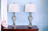 Set of 2 Silver and Faux Crystal Metal Table Lamps