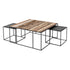 Set of Three 39" Oak And Black Solid Wood And Iron with Iron Square Nested Coffee Tables