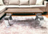 39" Natural And Silver Metallic Reclaimed Wood And Aluminum Square Coffee Table