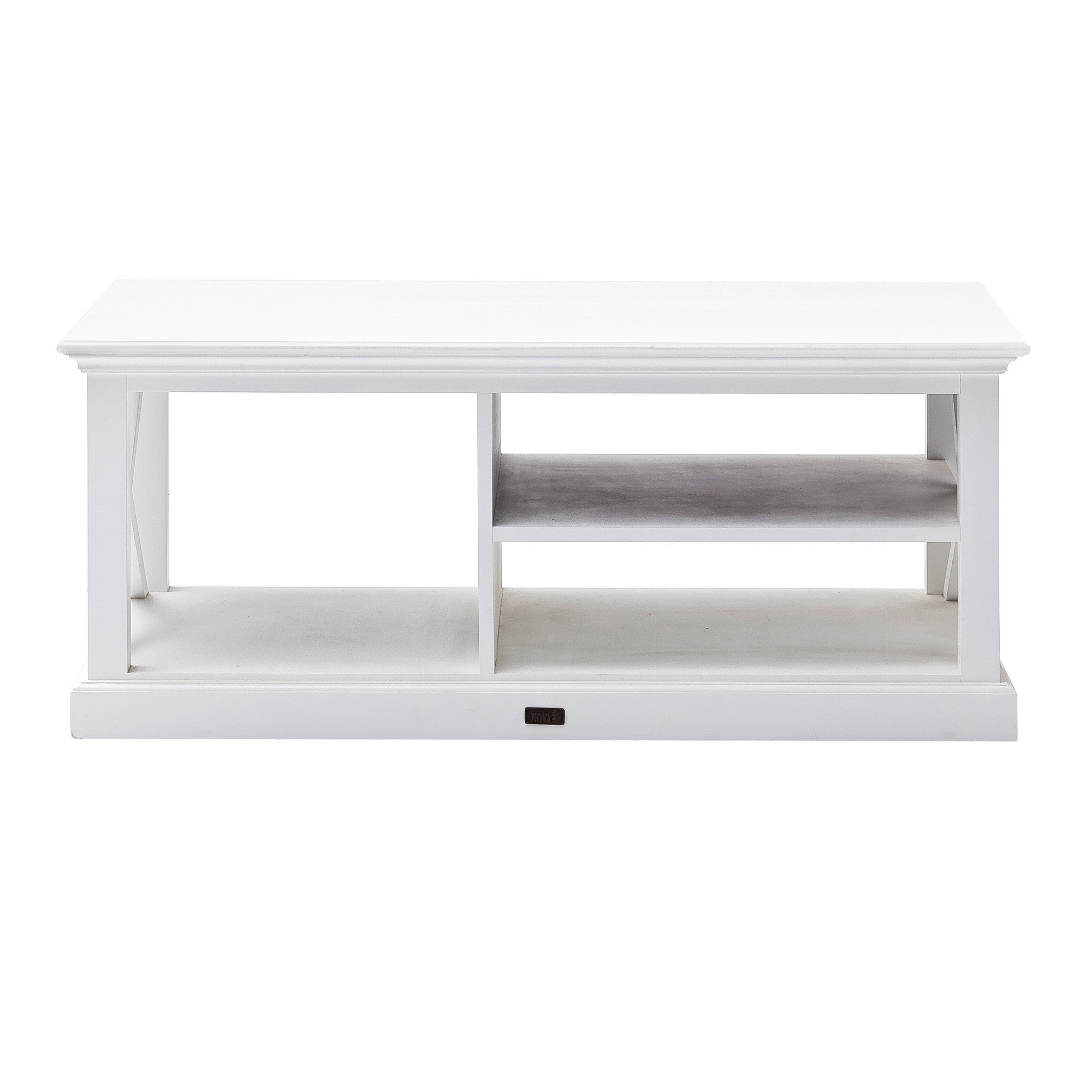 47" White Solid Wood And Solid And Manufactured Wood Coffee Table With Three Shelves