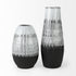 19" Black White and Gray Patterned Lines Ceramic Vase