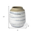 10" Blue White and Sand Coastal Ceramic Vase