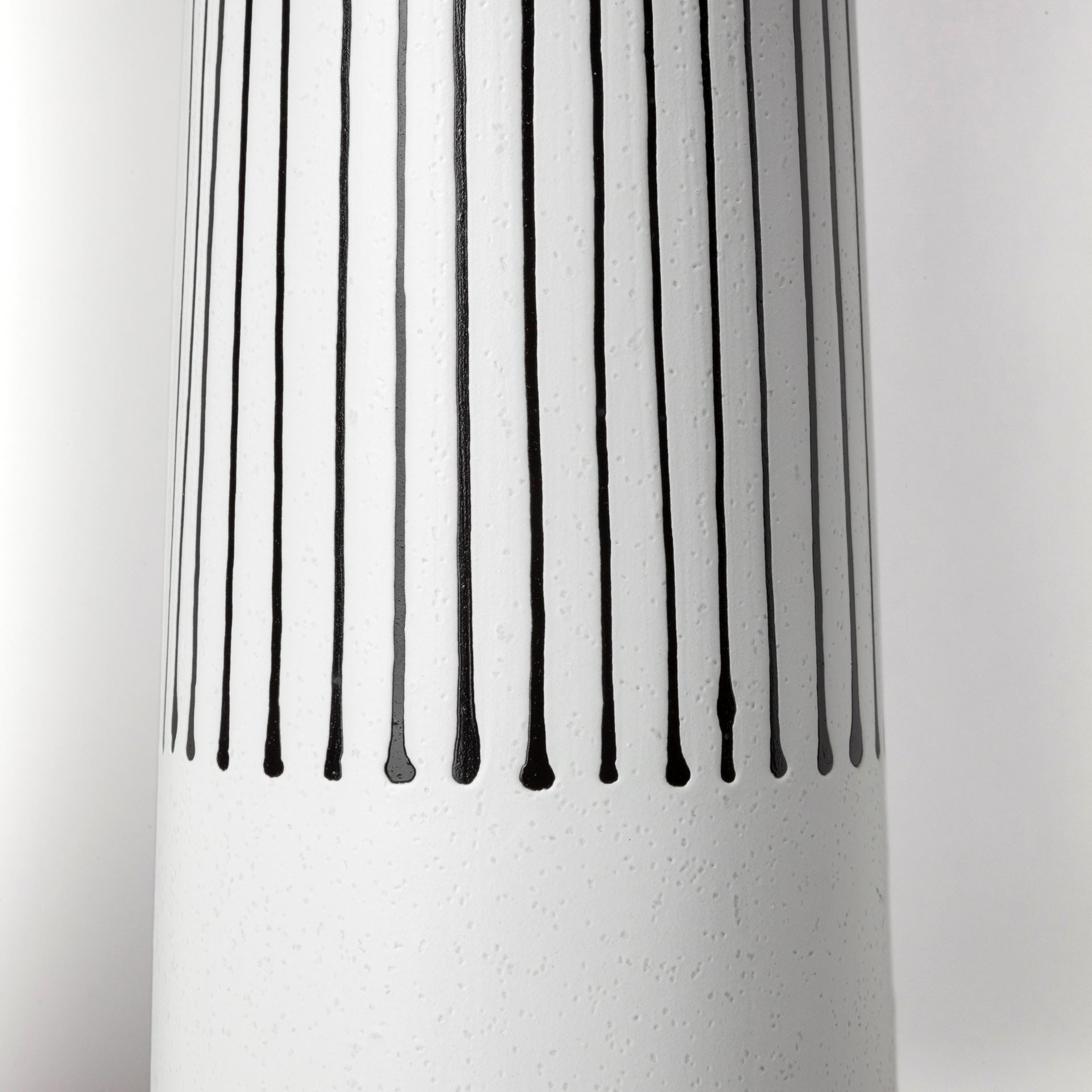 18" Black and White Pinstriope Narrow Ceramic Vase