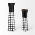 24" Black and White Modern Grid Ceramic Vase