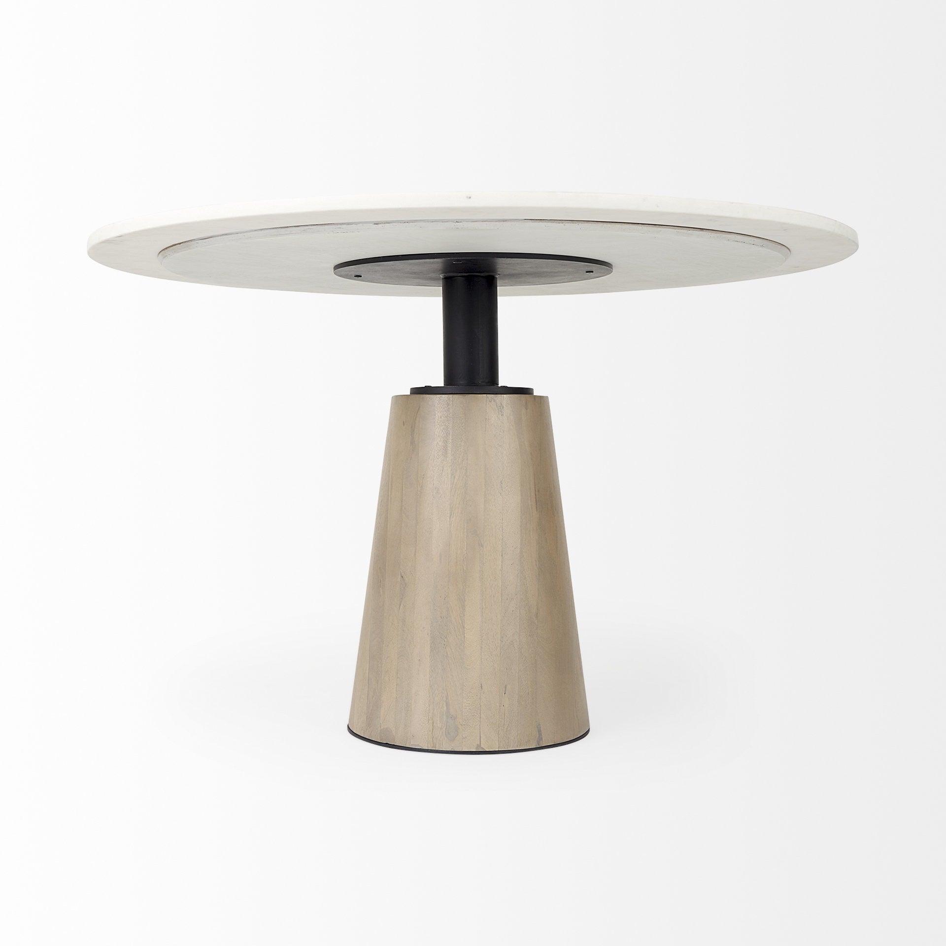 White Marble Mod Pedestal Dining Table