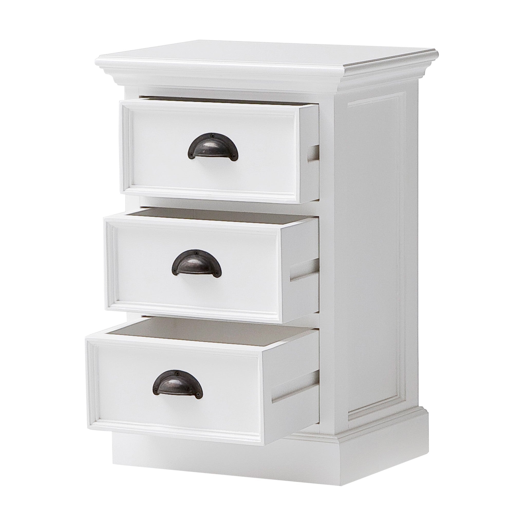 Classic White Three Drawer Nightstand