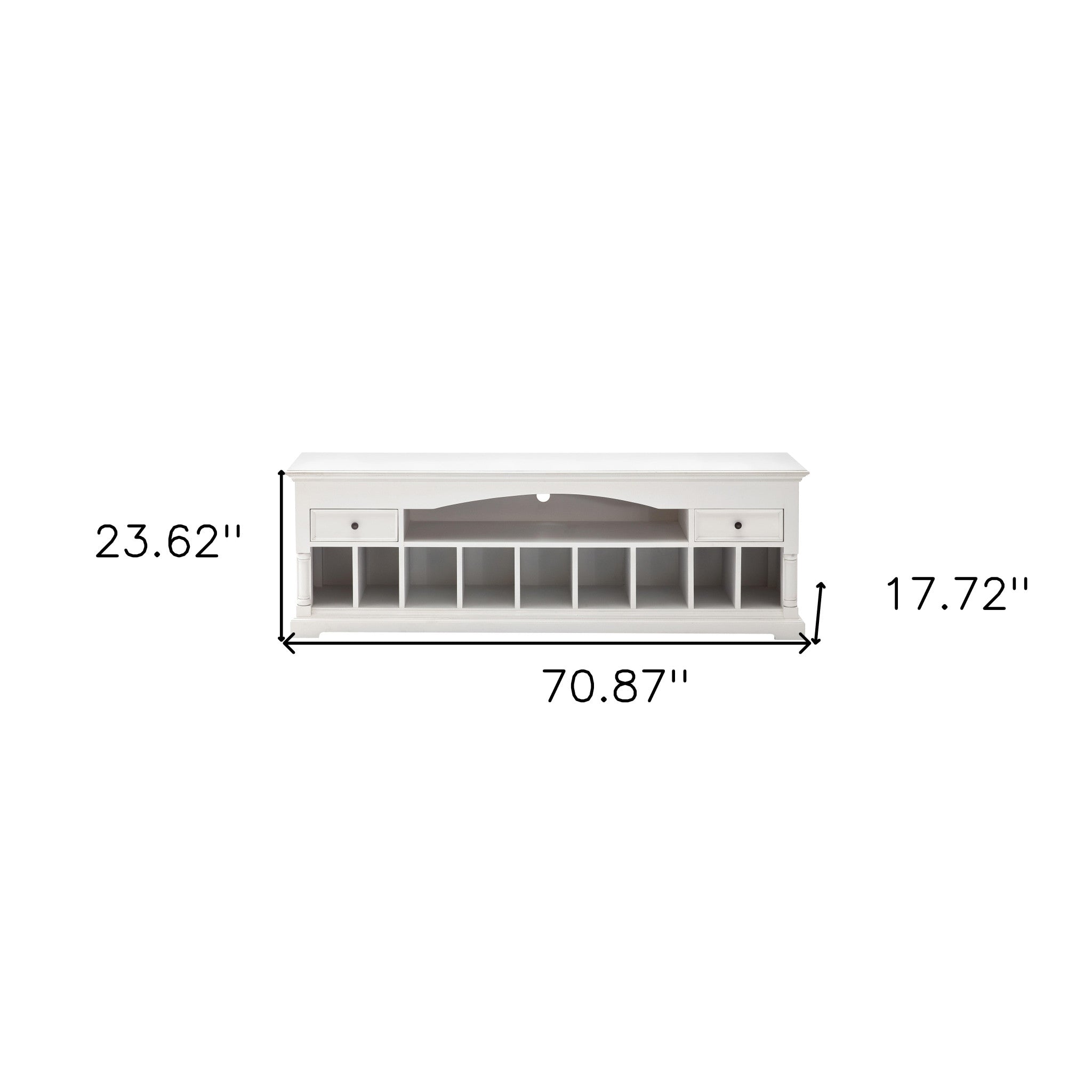 71" Classic White And White Solid Console Table With Storage