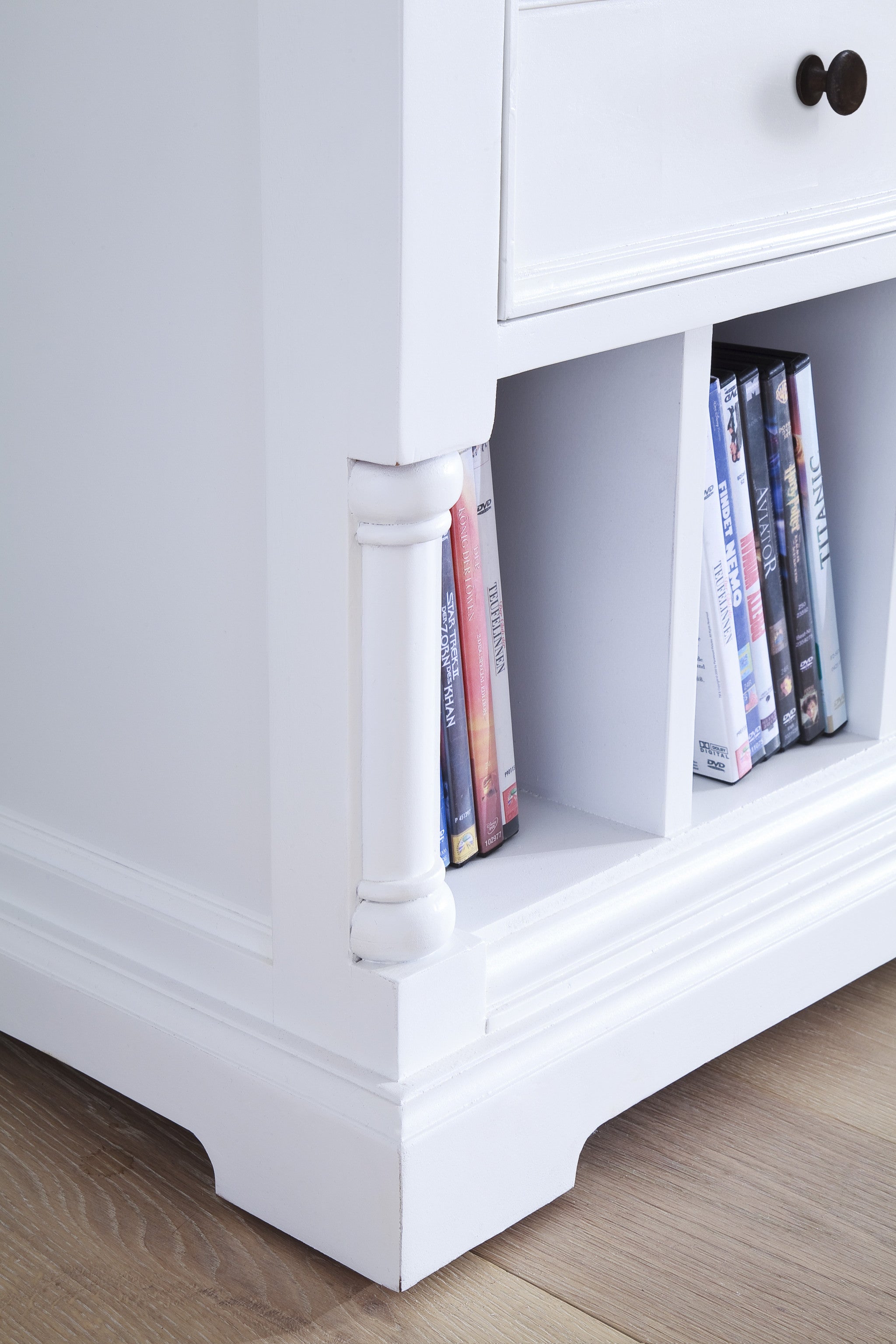 71" Classic White And White Solid Console Table With Storage