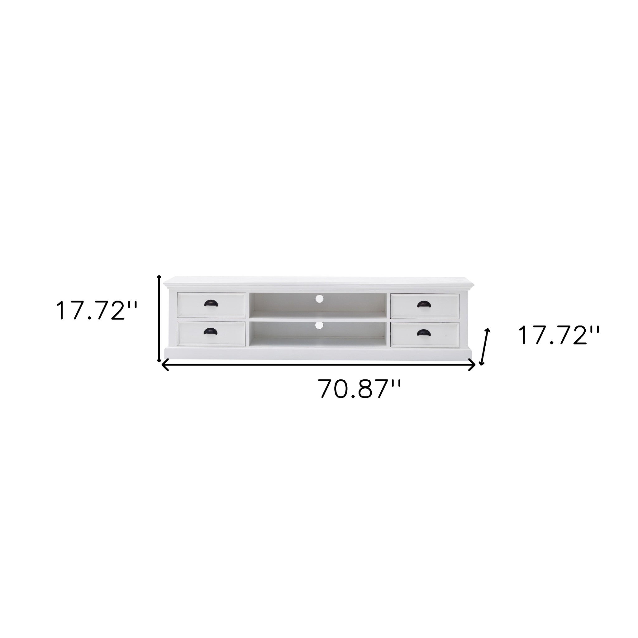 71" Classic White Entertainment Unit with Four Drawers