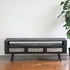 63" Black Mindi Boat Wood Split Rattan And Iron Cabinet Enclosed Storage TV Stand