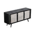 Rustic Black and Rattan Media Cabinet with Three Doors