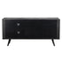 Rustic Black and Rattan Media Cabinet with Three Doors