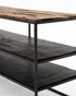 44" Modern Rustic Wood and Black Metal Open TV Stand