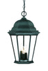 Three Light Matte Black Domed Glass Lantern Hanging Light