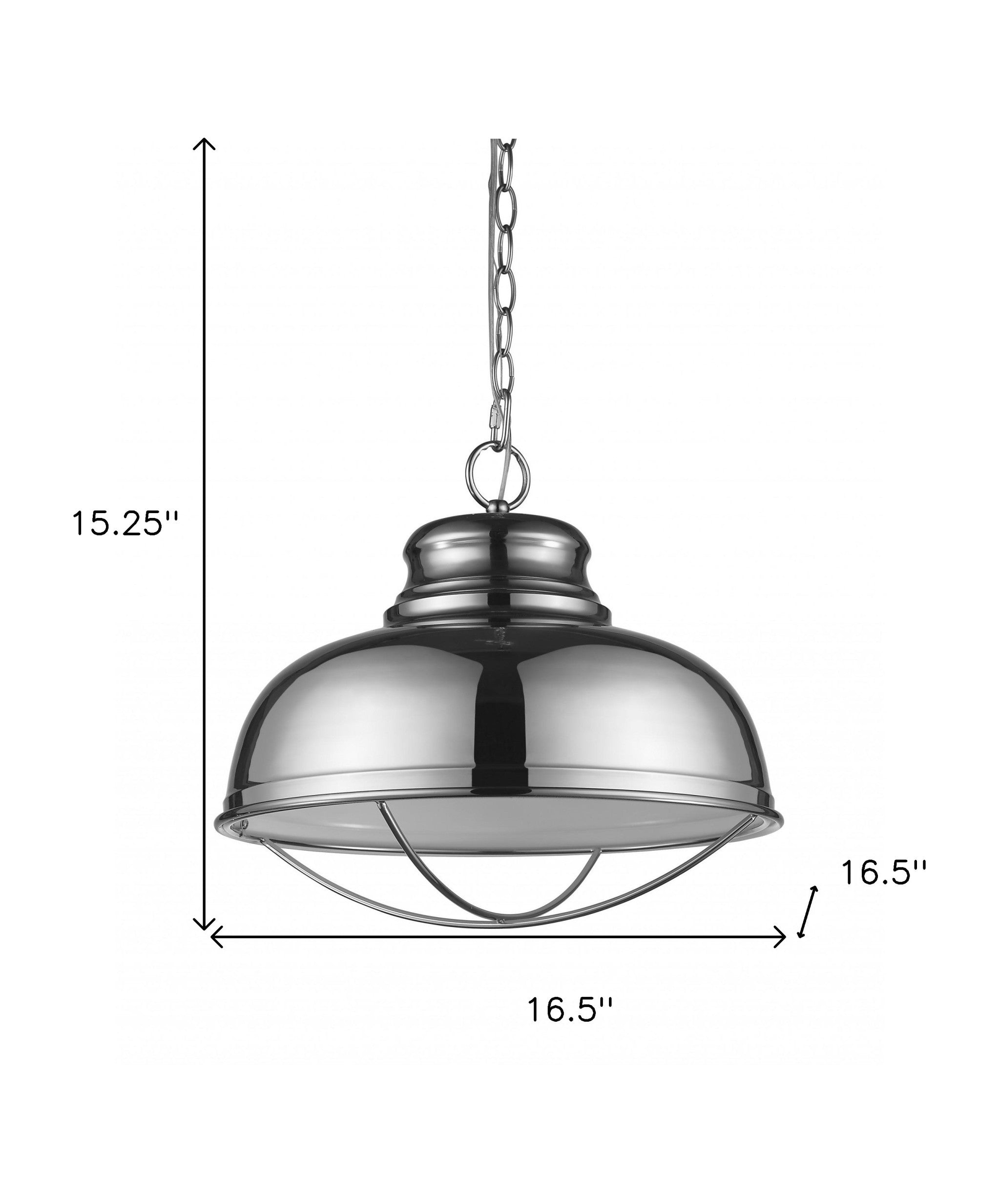 Ansen 1-Light Polished Nickel Pendant With Gloss White Interior Shade