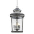 Kingston 4-Light Antique Lead Foyer Pendant With Curved Water Glass Panes