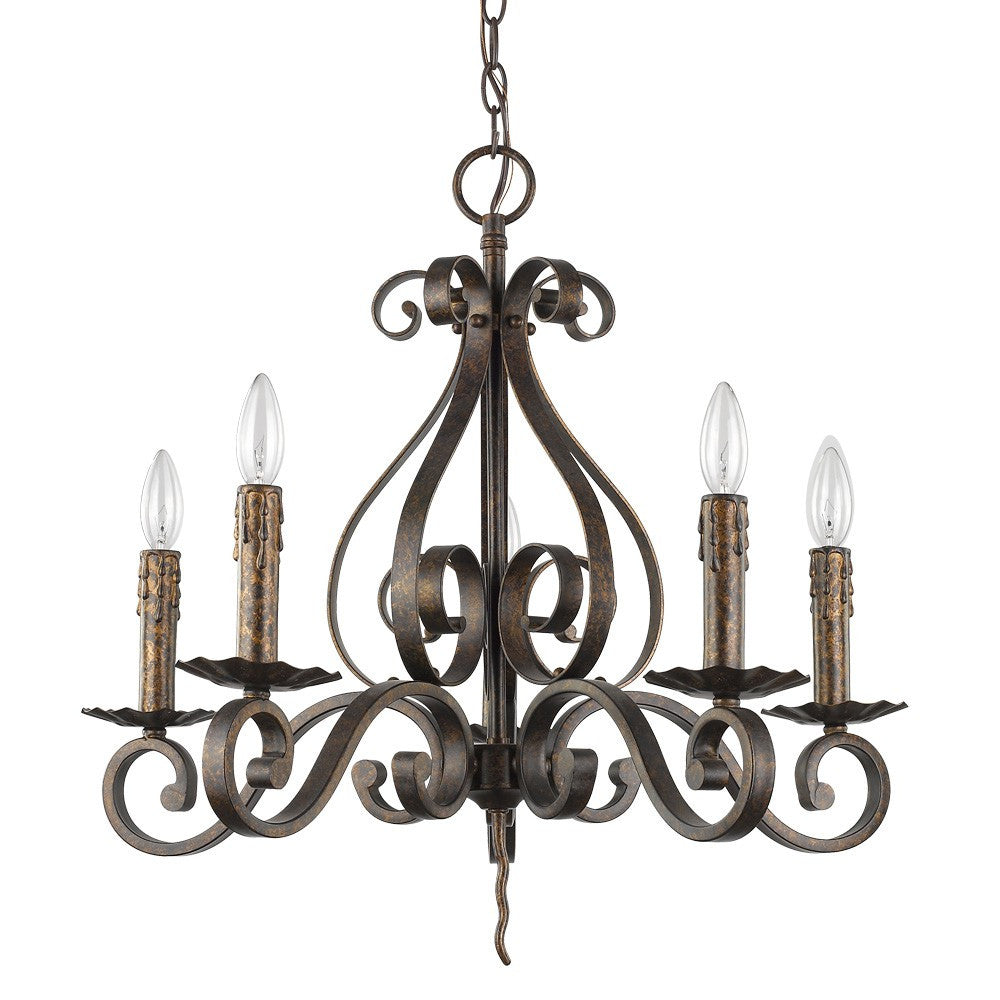 Lydia 5-Light Russet Chandelier With Melted Wax Tapers