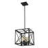 Brooklyn 4-Light Matte Black Pendant With Metal Framework Shade