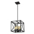 Brooklyn 4-Light Matte Black Pendant With Metal Framework Shade