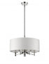 Andrea 5-Light Polished Nickel Drum Pendant With Ivory Hardback Shade