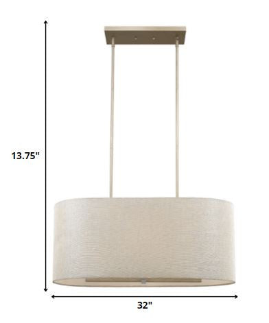 Daria 6-Light Washed Gold Island Pendant With Washed Gold And White Shade