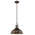 Antique Bronze Hanging Light with Dome Shade