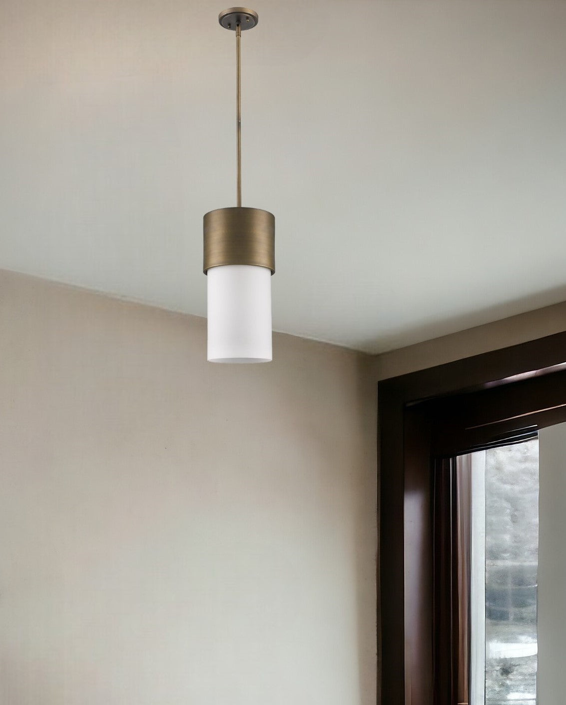 Midtown 1-Light Raw Brass Pendant With Frosted Glass Shade