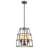 Rebarre 3-Light Antique Silver Drum Pendant With Open Cage Shade