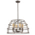 Rebarre 4-Light Antique Silver Drum Pendant With Open Cage Shade