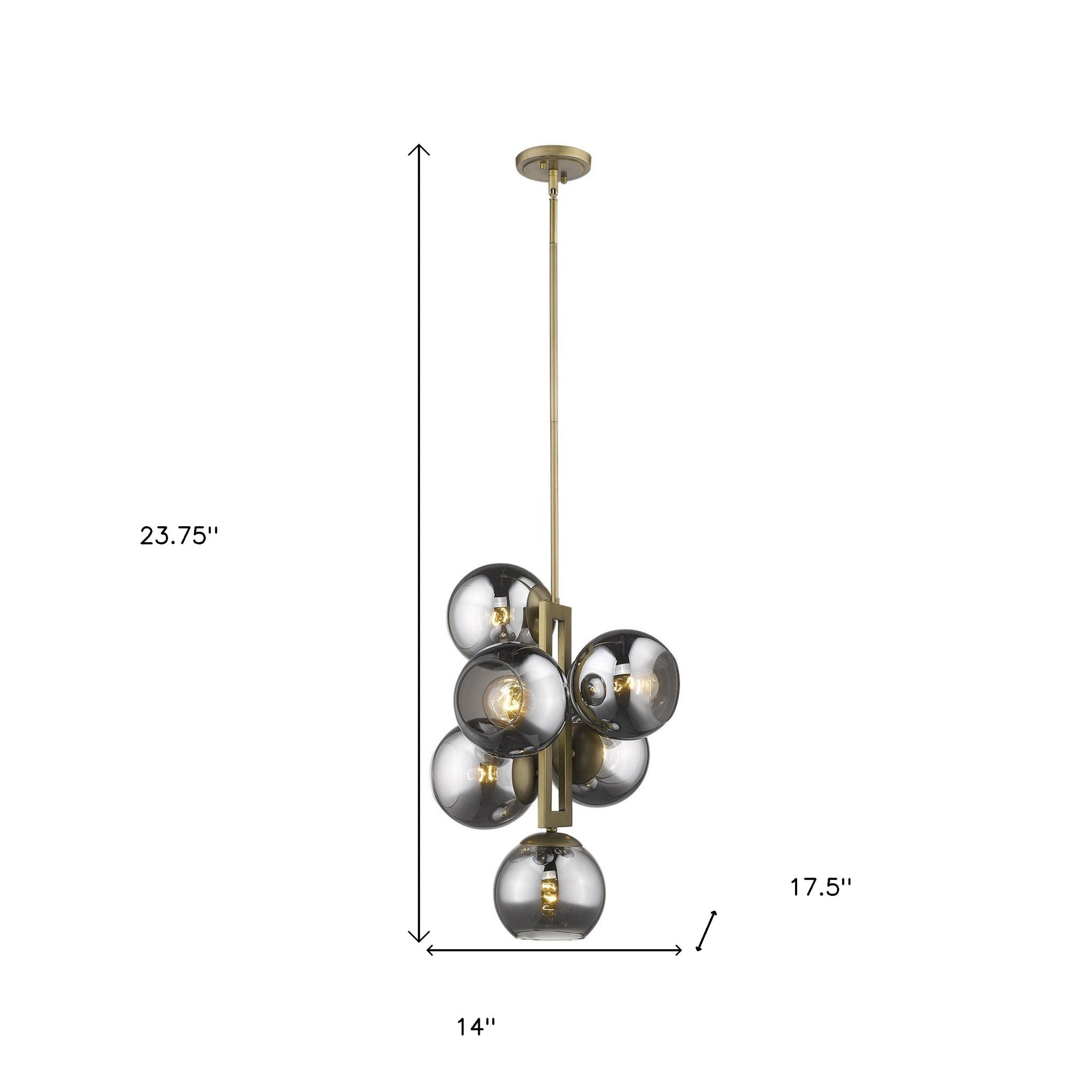 Lunette 6-Light Aged Brass Pendant