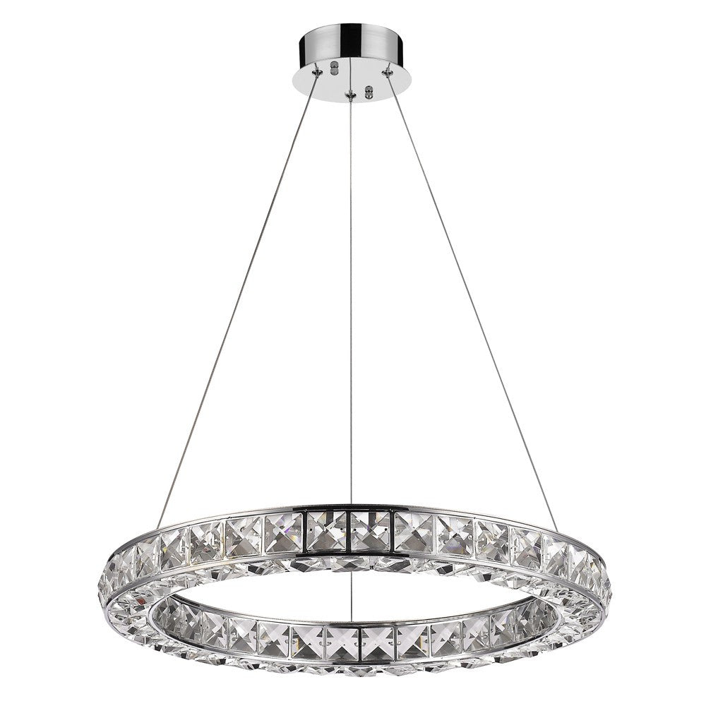 Silver Faux Crystal Bling Ring LED Hanging Light