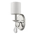 Silver Three Light Wall Sconce with White Fabric Shade