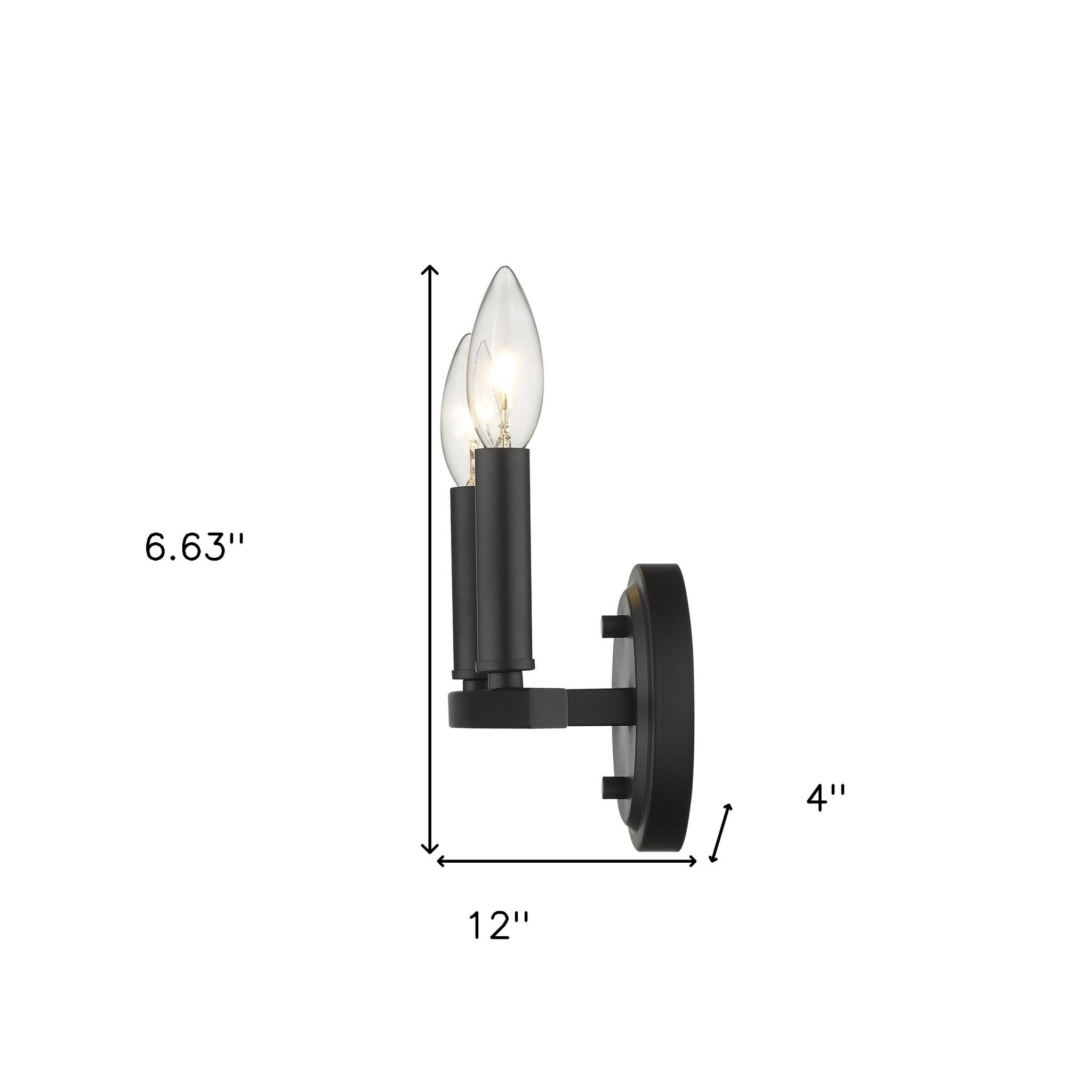 Two Light Matte Black Wall Sconce