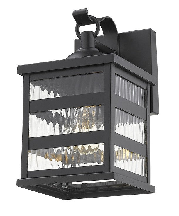 Glass panel Matte Black Outdoor Cage Light