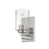 Silver Metal and Textured Glass Wall Sconce