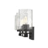 Bronze Metal and Textured Glass Three Light Wall Sconce