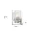 Silver Metal and Textured Glass Three Light Wall Sconce