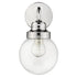 One Light Silver Wall Sconce with Round Glass Shade