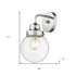 One Light Silver Wall Sconce with Round Glass Shade