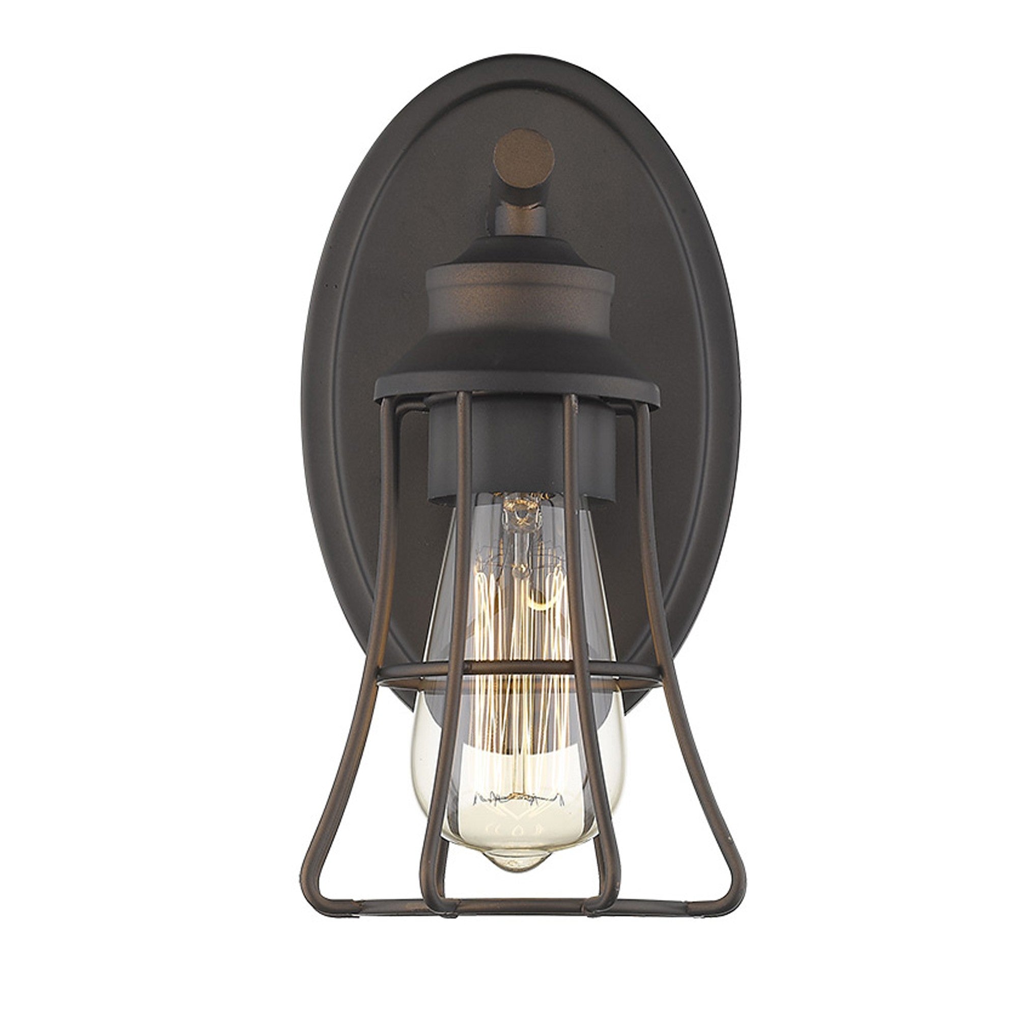 One Light Bronze Cage Wall Light