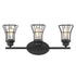 Three Light Matte Black Cage Wall Sconce