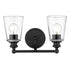 Two Light Matte Black Glass Shade Wall Sconce