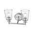 Two Light Silver Glass Shade Wall Sconce