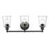 Three Light Matte Black Glass Shade Wall Sconce